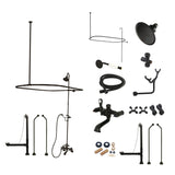 Vintage CCK1180AX Three-Handle 2-Hole Tub Wall Mount Clawfoot Tub Faucet Package with Shower Enclosure, Matte Black