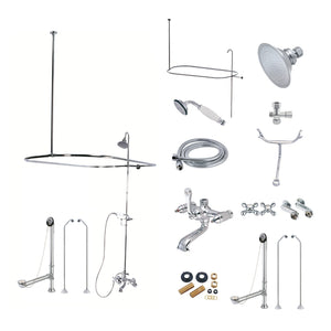 Vintage CCK1181AX Three-Handle 2-Hole Tub Wall Mount Clawfoot Tub Faucet Package with Shower Enclosure, Polished Chrome