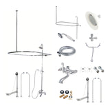 Vintage CCK1181PX Three-Handle 2-Hole Tub Wall Mount Clawfoot Tub Faucet Package with Shower Enclosure, Polished Chrome