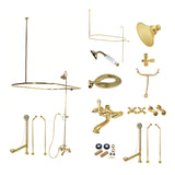 Vintage CCK1182AX Three-Handle 2-Hole Tub Wall Mount Clawfoot Tub Faucet Package with Shower Enclosure, Polished Brass