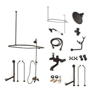 Vintage CCK1185AX Three-Handle 2-Hole Tub Wall Mount Clawfoot Tub Faucet Package with Shower Enclosure, Oil Rubbed Bronze