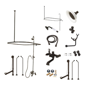 Vintage CCK1185PX Three-Handle 2-Hole Tub Wall Mount Clawfoot Tub Faucet Package with Shower Enclosure, Oil Rubbed Bronze