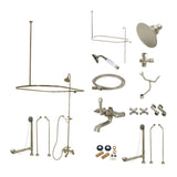 Vintage CCK1188AX Three-Handle 2-Hole Tub Wall Mount Clawfoot Tub Faucet Package with Shower Enclosure, Brushed Nickel