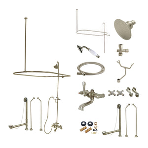 Vintage CCK1188AX Three-Handle 2-Hole Tub Wall Mount Clawfoot Tub Faucet Package with Shower Enclosure, Brushed Nickel