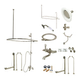 Vintage CCK1188PX Three-Handle 2-Hole Tub Wall Mount Clawfoot Tub Faucet Package with Shower Enclosure, Brushed Nickel