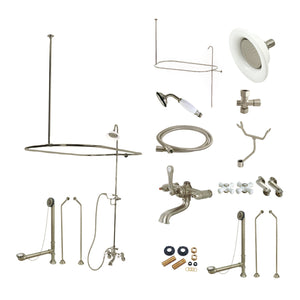 Vintage CCK1188PX Three-Handle 2-Hole Tub Wall Mount Clawfoot Tub Faucet Package with Shower Enclosure, Brushed Nickel