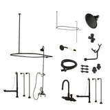 Vintage CCK2140AL Three-Handle 2-Hole Tub Wall Mount Clawfoot Tub Faucet Package with Shower Enclosure, Matte Black