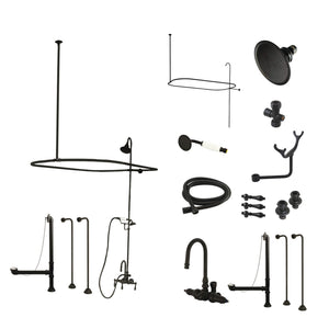 Vintage CCK2140AL Three-Handle 2-Hole Tub Wall Mount Clawfoot Tub Faucet Package with Shower Enclosure, Matte Black