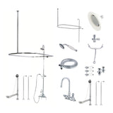 Vintage CCK2141PL Three-Handle 2-Hole Tub Wall Mount Clawfoot Tub Faucet Package with Shower Enclosure, Polished Chrome