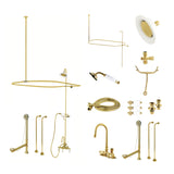 Vintage CCK2142PL Three-Handle 2-Hole Tub Wall Mount Clawfoot Tub Faucet Package with Shower Enclosure, Polished Brass