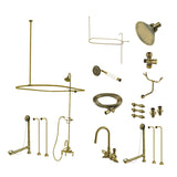Vintage CCK2143AL Three-Handle 2-Hole Tub Wall Mount Clawfoot Tub Faucet Package with Shower Enclosure, Antique Brass