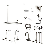 Vintage CCK2145HCPL Three-Handle 2-Hole Tub Wall Mount Clawfoot Tub Faucet Package with Shower Enclosure, Oil Rubbed Bronze