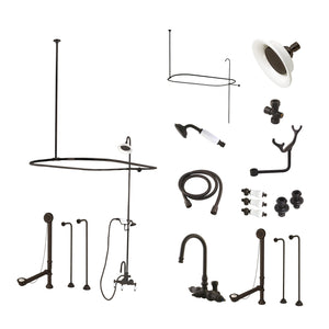 Vintage CCK2145PL Three-Handle 2-Hole Tub Wall Mount Clawfoot Tub Faucet Package with Shower Enclosure, Oil Rubbed Bronze