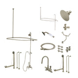 Vintage CCK2148AL Three-Handle 2-Hole Tub Wall Mount Clawfoot Tub Faucet Package with Shower Enclosure, Brushed Nickel