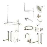 Vintage CCK2148PL Three-Handle 2-Hole Tub Wall Mount Clawfoot Tub Faucet Package with Shower Enclosure, Brushed Nickel