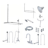 Vintage CCK2181AL Three-Handle 2-Hole Tub Wall Mount Clawfoot Tub Faucet Package with Shower Enclosure, Polished Chrome