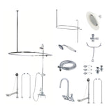Vintage CCK2181PL Three-Handle 2-Hole Tub Wall Mount Clawfoot Tub Faucet Package with Shower Enclosure, Polished Chrome