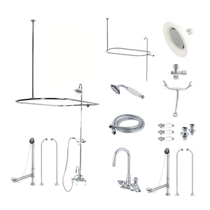 Vintage CCK2181PL Three-Handle 2-Hole Tub Wall Mount Clawfoot Tub Faucet Package with Shower Enclosure, Polished Chrome