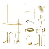 Vintage CCK2182PL Three-Handle 2-Hole Tub Wall Mount Clawfoot Tub Faucet Package with Shower Enclosure, Polished Brass