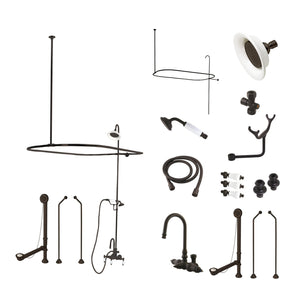 Vintage CCK2185PL Three-Handle 2-Hole Tub Wall Mount Clawfoot Tub Faucet Package with Shower Enclosure, Oil Rubbed Bronze