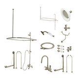 Vintage CCK2188PL Three-Handle 2-Hole Tub Wall Mount Clawfoot Tub Faucet Package with Shower Enclosure, Brushed Nickel
