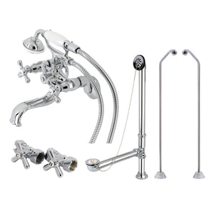 Vintage CCK225CD Three-Handle 2-Hole Tub Wall Mount Clawfoot Tub Faucet Package with Supply Line and Tub Drain, Polished Chrome