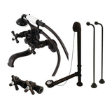 Vintage CCK225ORB Three-Handle 2-Hole Tub Wall Mount Clawfoot Tub Faucet Package with Supply Line and Tub Drain, Oil Rubbed Bronze
