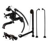 Vintage CCK225ORBD Three-Handle 2-Hole Tub Wall Mount Clawfoot Tub Faucet Package with Supply Line and Tub Drain, Oil Rubbed Bronze