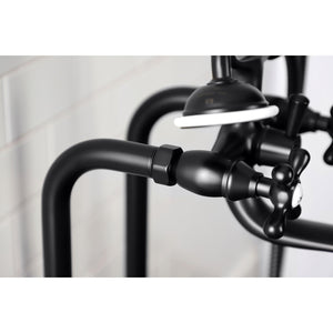 Kingston CCK226K0 Three-Handle 2-Hole Freestanding Clawfoot Tub Faucet Package with Supply Line and Stop Valve, Matte Black