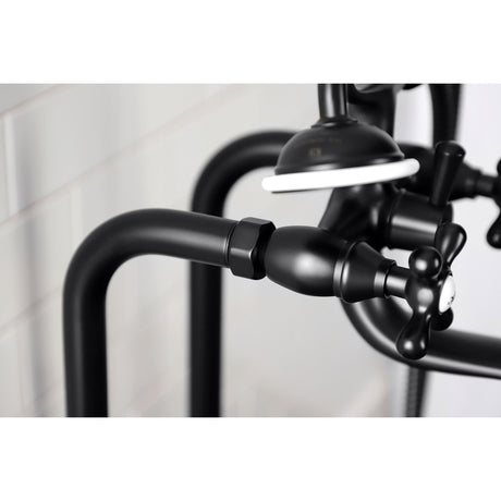 Kingston CCK226K0 Three-Handle 2-Hole Freestanding Clawfoot Tub Faucet Package with Supply Line and Stop Valve, Matte Black