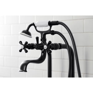 Kingston CCK226K0 Three-Handle 2-Hole Freestanding Clawfoot Tub Faucet Package with Supply Line and Stop Valve, Matte Black