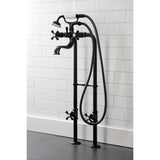 Kingston CCK226K0 Three-Handle 2-Hole Freestanding Clawfoot Tub Faucet Package with Supply Line and Stop Valve, Matte Black