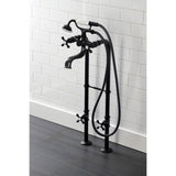 Kingston CCK226K0 Three-Handle 2-Hole Freestanding Clawfoot Tub Faucet Package with Supply Line and Stop Valve, Matte Black