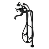 Kingston CCK226K0 Three-Handle 2-Hole Freestanding Clawfoot Tub Faucet Package with Supply Line and Stop Valve, Matte Black