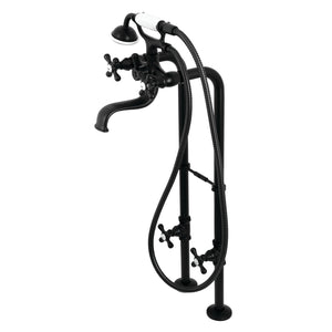 Kingston CCK226K0 Three-Handle 2-Hole Freestanding Clawfoot Tub Faucet Package with Supply Line and Stop Valve, Matte Black