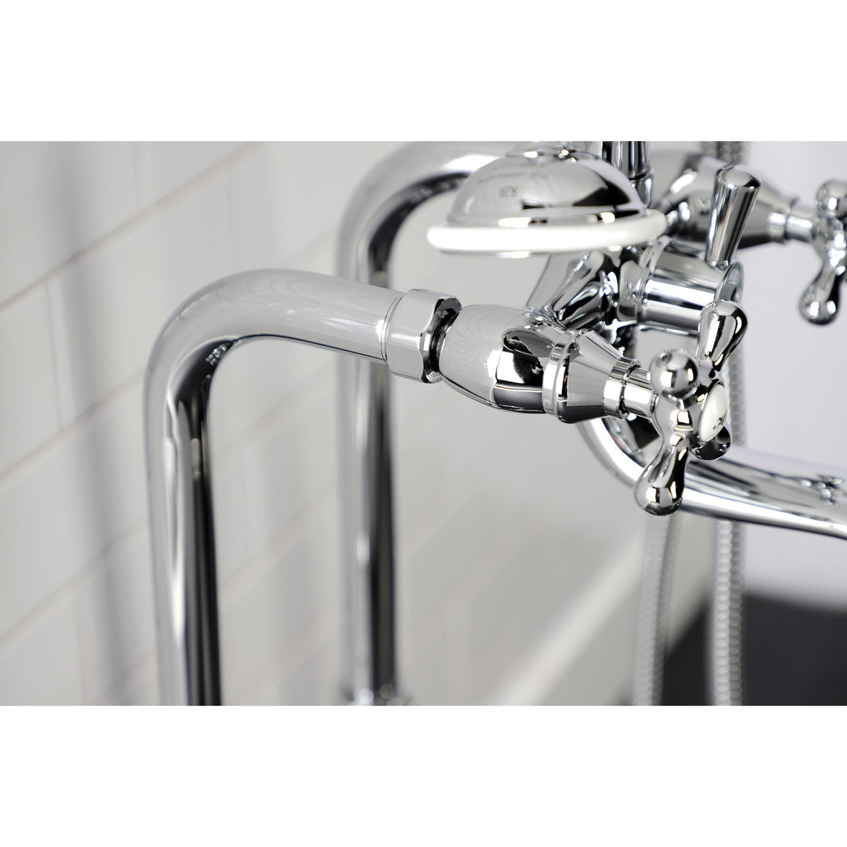 Kingston CCK226K1 Three-Handle 2-Hole Freestanding Clawfoot Tub Faucet Package with Supply Line and Stop Valve, Polished Chrome