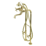 Kingston CCK226K2 Three-Handle 2-Hole Freestanding Clawfoot Tub Faucet Package with Supply Line and Stop Valve, Polished Brass