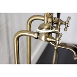 Kingston CCK226K3 Three-Handle 2-Hole Freestanding Clawfoot Tub Faucet Package with Supply Line and Stop Valve, Antique Brass