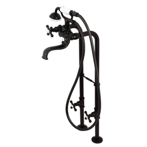 Kingston CCK226K5 Three-Handle 2-Hole Freestanding Clawfoot Tub Faucet Package with Supply Line and Stop Valve, Oil Rubbed Bronze