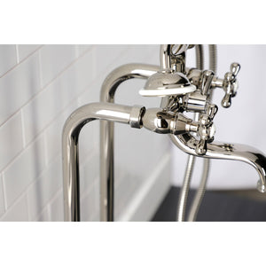 Kingston CCK226K6 Three-Handle 2-Hole Freestanding Clawfoot Tub Faucet Package with Supply Line and Stop Valve, Polished Nickel