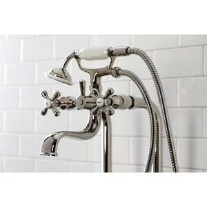 Kingston CCK226K6 Three-Handle 2-Hole Freestanding Clawfoot Tub Faucet Package with Supply Line and Stop Valve, Polished Nickel
