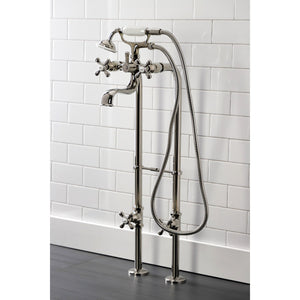 Kingston CCK226K6 Three-Handle 2-Hole Freestanding Clawfoot Tub Faucet Package with Supply Line and Stop Valve, Polished Nickel