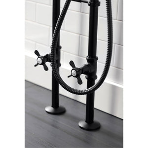 Essex CCK246K0 Three-Handle 2-Hole Freestanding Clawfoot Tub Faucet Package with Supply Line and Stop Valve, Matte Black