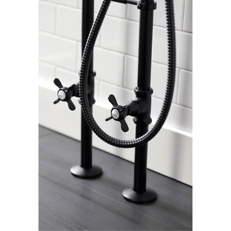 Essex CCK246K0 Three-Handle 2-Hole Freestanding Clawfoot Tub Faucet Package with Supply Line and Stop Valve, Matte Black