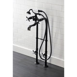 Essex CCK246K0 Three-Handle 2-Hole Freestanding Clawfoot Tub Faucet Package with Supply Line and Stop Valve, Matte Black