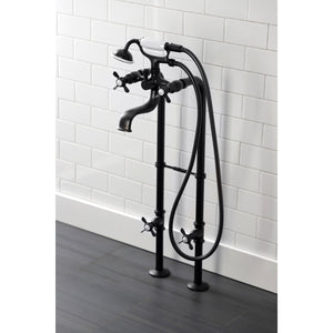 Essex CCK246K0 Three-Handle 2-Hole Freestanding Clawfoot Tub Faucet Package with Supply Line and Stop Valve, Matte Black