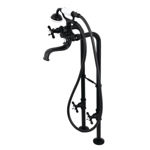Essex CCK246K0 Three-Handle 2-Hole Freestanding Clawfoot Tub Faucet Package with Supply Line and Stop Valve, Matte Black