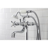 Essex CCK246K1 Three-Handle 2-Hole Freestanding Clawfoot Tub Faucet Package with Supply Line and Stop Valve, Polished Chrome