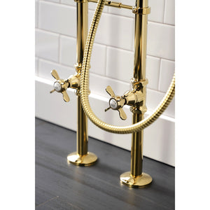 Essex CCK246K2 Three-Handle 2-Hole Freestanding Clawfoot Tub Faucet Package with Supply Line and Stop Valve, Polished Brass