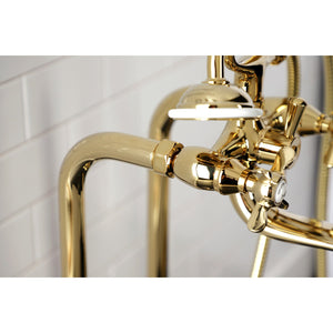 Essex CCK246K2 Three-Handle 2-Hole Freestanding Clawfoot Tub Faucet Package with Supply Line and Stop Valve, Polished Brass